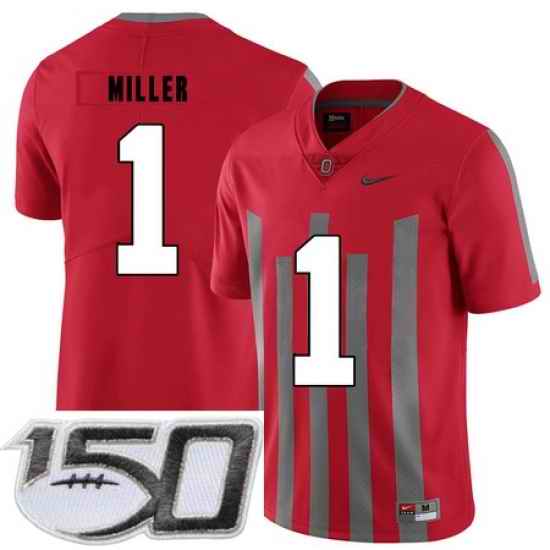 Ohio State Buckeyes 1 Braxton Miller Red Elite Nike College Football Stitched 150th Anniversary Patch Jersey